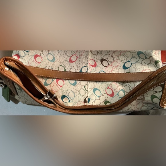 COACH 2 WAYS COATED CANVAS & LEATHER HOBO CROSS BODY SHOULDER HANDBAG - Picture 16 of 16